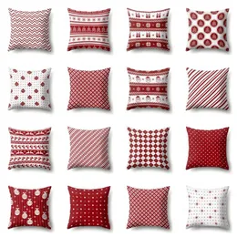 Cushion/Decorative Pillow Red Case Christmas Holiday Geometric Printed Bedroom Cushion Cover Living Room Sofa Car Throw Pillowcase 45