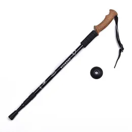 Utomhus Trumpet Cork Trekking Poles Ultra Light Justerbar Teleskopisk Alpenstock Multi Function Straight Handle Vandring Walking Stick