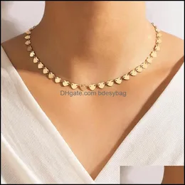 Hänge halsband hängsmycken juvelrycharms hjärtklavikelkedja choker halsband för kvinnor guld färg geometrisk legering metall söt fest juvelr