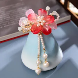 Haarspangen Haarspangen Perle Quaste Stick Set mit Blume Haarnadel chinesischen Stil Hanfu Kleidung Stäbchen Styling Zubehör LB