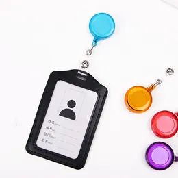 ID Holder Name Tag Card Office Supplies Key Badge Reels Round Solid Plastic Clip-On Retractable Pull Reel