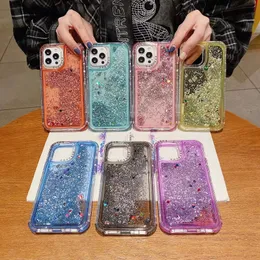 Snabba Sandfodral Transparent Bling Cover Star Heart 3in1 för iPhone13 12 12Pro 12Promax 11 11Promax X XR XSMAX SE 8 7 6 8P Shscase Anti-Slip Dina kunder kommer att älska dem