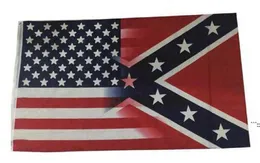 Ny 90 * 150cm 5x3ft amerikanska flaggan med Confederate Rebel Civil War Flag 3x5 fot flagga DHL Gratis DAP137