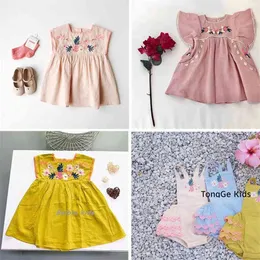 Boutique! Exquisite Embroidered Dress Children's Summer Beautiful Baby Girl Floral Fashion Luxury Toddler es 210619