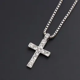 2021 Hip Hop Jesus Cross Pendant Halsband för män Kvinnor Mode Smycken Bling Rhinestone Crystal Cross Necklace