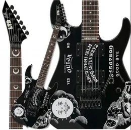 Free Shipping KH-2 2009 Ouija Kirk Hammett Signature Black Electric Guitar Reverse Headstock, Floyd Rose Tremolo, Black hardware