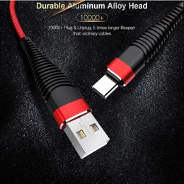 Cell Phone Cables 1m 3ft New Durable Hi-Resistance Braided Nylon USB Type-C Cable 2.4A Fast Charging Micro Data Sync For Phone S9 Efficient practical
