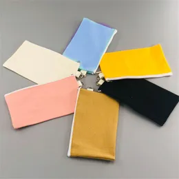 ブランクキャンバス鉛筆バッグマルチカラージッパーマルチポーズキャンバスジッパー鉛筆ケースポーチを持つ化粧品袋