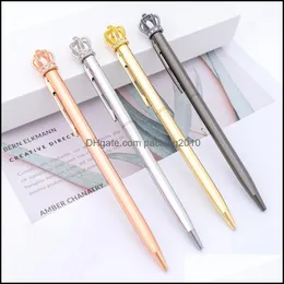 Escrita Business IndustrialShiny Crown Ballpoint Pen Cristal Metal Luxuoso Bola para Escola Escritório Suprimentos Student Stationery Pens Drop