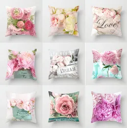 Pillow Case Rose Throw Cushion Cover Printed Decorative Pillows Covers Home Car Hotel Decoration 14 Style BT1145