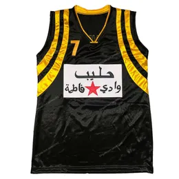 注文のレトロな神Shammgod Wells＃7サウジアラビアのバスケットボールジャージーステッチブラックサイズS-4XL任意の名前と数字最高のジャージ