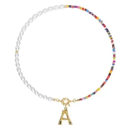 Gótico barroco pingente pingente gargantilha colar para as mulheres iniciais 26 letra wedding bead punk bead lariat cor cor de cor jóias gc468