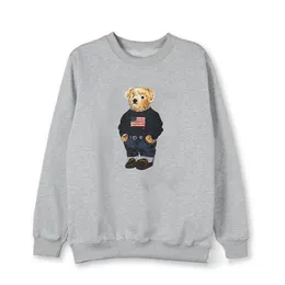T-shirt American Bear Printing Polos Men's Long-Sleeved Pullover z literami 100% bawełniany moda okrągła S-XXL