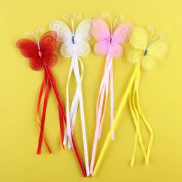 Nowe Kolory Księżniczka Butterfly Fairy Wand Magic Sticks Birthday Party Favor Girl Gift 4 Kolor Biały Różowy Czerwony Żółty SN2345