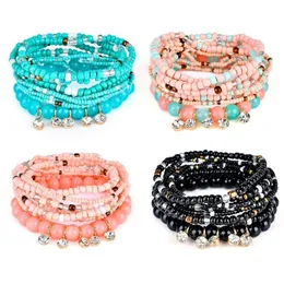 Mode Kvinnor Bohemian Multilayer Beaded Pendant Chain Bracelet Party Decor Gift