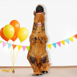 Child Adult Inflatable Costume Dinosaur Costumes T REX Blow Up Fancy Dress Mascot Cosplay Costume For Men Women Kids Halloween Q0910