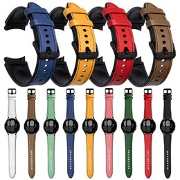 Leather Silicone Curved End Strap for Samsung Galaxy Watch 4 Classic 46mm 42mm/galaxy Watch4 44mm 40mm Replacement Wrist Band H0915