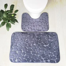 Flannel bathroom absorbent non-slip toilet seat covers mat sets two-piece pebble floor mat home bath room set finsihed carpet wholesale dropshipping retail