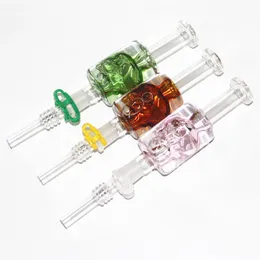 Hookahs Glycerin nectar glass smoking pipes with Stainless Steel Tips & Quartz Tip Plastic Keck Clip Dab Straw Drip Tips Oil Rigs