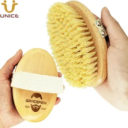 MOQ 50 PCS Body Bath Brushes OEM Anpassad logotyp Natural Sisal Styv Borstle Brush Oval Trähandtag med massering av borstförsörjning för Amazon