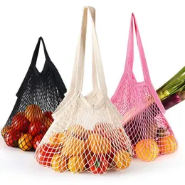 Förvaringsväskor Pure Cotton Net Bag Portable Supermarket Vegetabilisk och Fruktköp