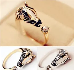 2021 Mode Smycken Vackra Guld Silver Ringar Retro Ögon Slät Zebra Head Ring Justerbar Öppet med Diamantring för Kvinna