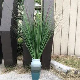 1 adet Yapay Yeşil Sahte Sahte Büyük Çim Şube Plastik Reed Yaprakları El Bahçe Dekorasyon Bitkileri Çiçek Düzenleme 100 cm 210624