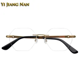 Mode Sonnenbrillen Rahmen Frauen Hexagon Reinem Titan Optische Randlose Brillen Leichte Flexible Brillen Rahmen Männer 333a