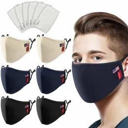 Máscara facial lavável XDX Reusável Ajustável de pano de pano Loops respiráveis ​​máscaras com filtro para adultos unisex (L / XL) - preto / marinha / cáqui