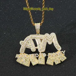 Eternity Ins European och American Hip Hop Pendant CZ Diamanter Inlägg ATM US Dollar Letter Pendant Iced Out Diamond Hiphop Mäns halsband smycken