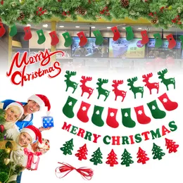 Qifu Banner Christmas Banner Garland Merry Christmas Decor per Home Navidad Noel 2021 Ornamenti natalizi Decorazioni natalizie Capodanno