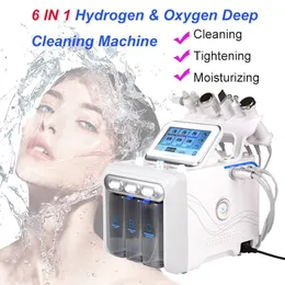 6 in 1 Hydra Dermabrasion 기계 산소 얼굴 스프레이 물 딥 클렌징 RF 바이오 마이크로 쿼트 얼굴 리프트 초음파 스크러버 스킨 케어