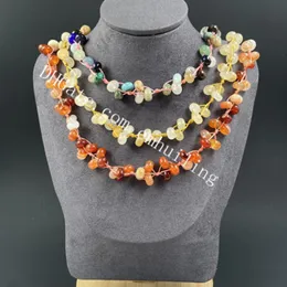 Bohemian Rondelle Semi Precious Stone Beaded Necklace 45-50cm Handvävda Abacus Natural Quartz Crystal Gemstone Pärlor Halsband för kvinnor och tjejer Smycken Gifts