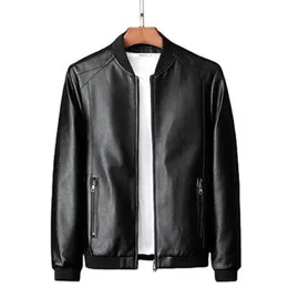 Herrläderjacka Bomber Motorcykelcyklist PU Baseball plus storlek 8xl Fashion Causal Jaqueta Masculino