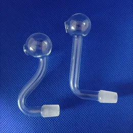 Tubo queimador de óleo de vidro masculino pyrex transparente 10 mm para cachimbo de água dobrado para Bong Queimador de unhas