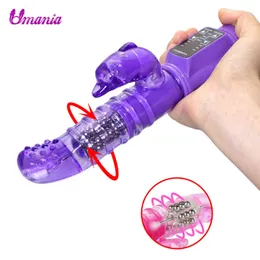 NXY Vibrators G Spot Dildo Rabbit Vibrator Masturbator Rechargeable Rotation 12 Speeds Double Vibrating Vagina Vibe Adult Sex Toys for Women 1119