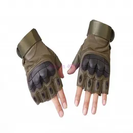 By DHL 20pair Paintball Shooting Airsoft Combat Anti-Skid Rubber Gloves Outdoor Tactics Military Shell Half Finger Gloves Q0114