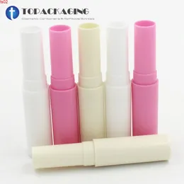 100 stks / partij, 4G lege lippenstift buis, romige witte plastic cosmetische container, roze lippenbalsem subbottelen, mini beige glanzende vialshigh qualtity