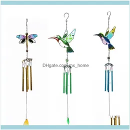 Pátio, lawn home gardenmetal pintado de pássaro dragonfly multi tubos sinos de vento para decoração externa Tuneada decoração elegante suave
