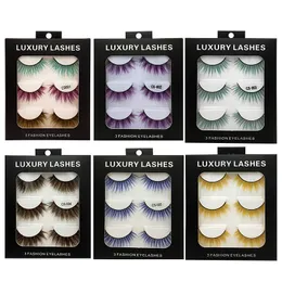 New 3D 6D Colored False Eyelashes Natural Faux 3d Mink Eyelashes fluffy Style Eye lash Extension Makeup Cosplay Colorful Eyelash