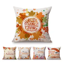 Cushion/Decorative Pillow Thanksgiving Decorative Letter Print Cushion Cover Autumn Fall Harvest Floral Leaves Wreath Cotton Linen Sofa Thro