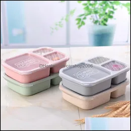 ScatoleBorse Organizzazione cucina Cucina, Sala da pranzo Bar Giardino domestico 3 Griglie Grano St Microonde Bento Grade Salute Lunch Box Studente Portatile Fr