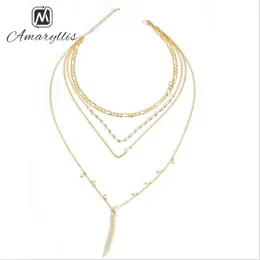 ペンダントネックレスAmaiyllis Exquisite Multilayer Chain Choker Necklace for Women Handmade Statemen