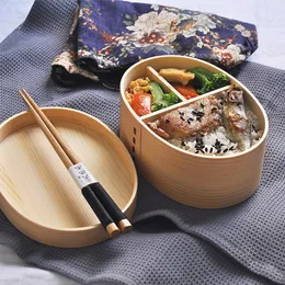 Bento Box Japanese Style Lunch Boxes For Kids Wood Material Tablar Bestämmade matbehållare med fack friska