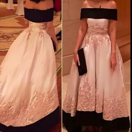 e preto rosa vestidos de baile uma linha sem alças rendas apliques trem de varredura feito sob encomenda vestidos de festa de noite cetim formal ocn wear vestidos pplique