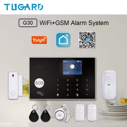 TUYA SMART WIFI GSM System System System 433MHz Wireless Burglar Alarm Kit يعمل مع Alexa Google App التحكم عن بعد