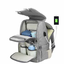 Blöja väska ryggsäck för mamma usb-moderskap baby care nappy ammande väskor mode rese barnvagn sats 220222