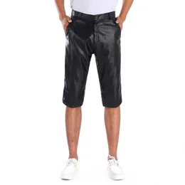Thoshine Marka Lato Mężczyźni Skórzane Szorty Elastyczne Krótkie Spodnie Męskie Moda Pu 210714