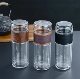 300ml 10oz glas te vattenflaskor rånar värmebeständigt dubbelväggigt glas-te vatten kopp med teer infuser sil Sn3242