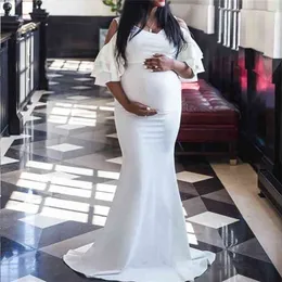 Maternity Dresses For Po Shoot Long Maxi Gown Evening Pregnancy Pography Props Pregnant Women Baby Shower 210922